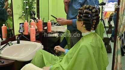 6230 BirgitG mature lady wetset metal rollers wetset and dryer video