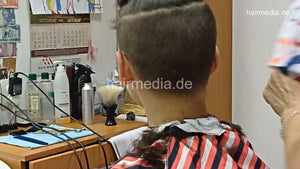 8402 Bojana 2 teen 1 buzzcut in barbershop by female barber JelenaB