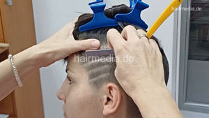 8402 Bojana 2 teen 1 buzzcut in barbershop by female barber JelenaB