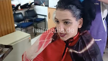 BJS Girls BojanaVL - coloring shampoo cut and wetset by mature hairdresser