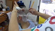 Load image into Gallery viewer, 8402 Bojana chewing teen 2 headshave, knife and shaving cream in barbershop by female barber JelenaB