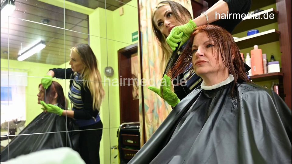 1267 CarmenC by Dzaklina Part 3 haircut and hooddryer in gloves