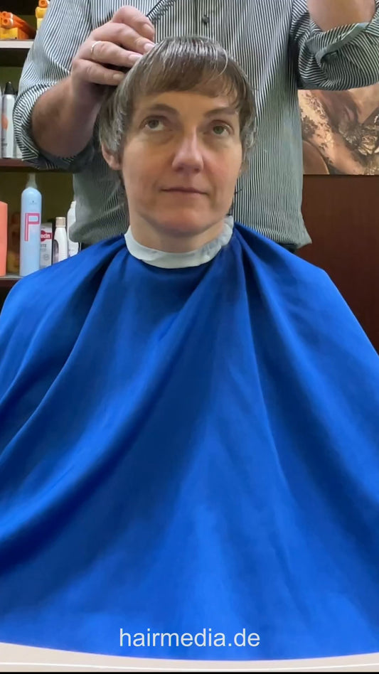 1256 Christiane 2 haircut and dryer by barber