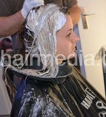 Teen Ardita going blonde - by barber