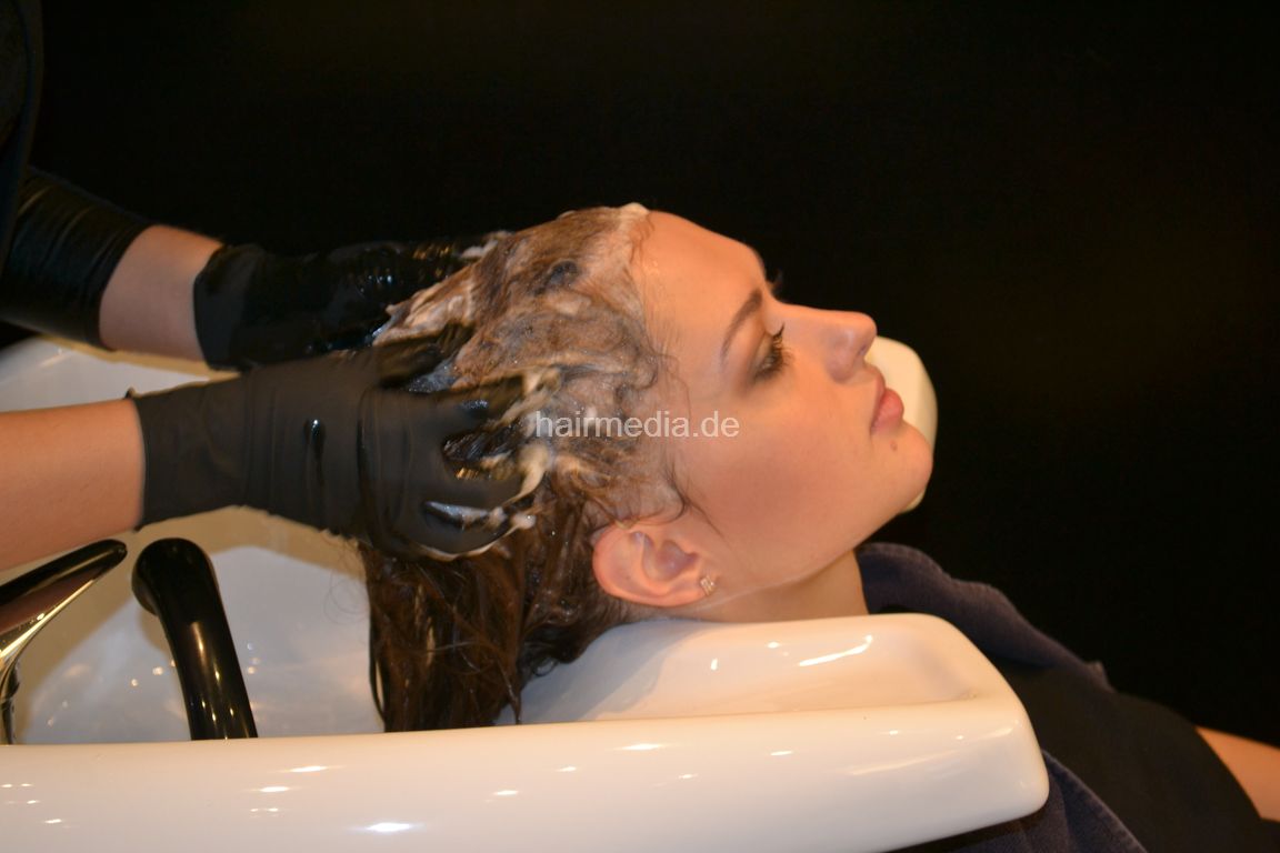Olga teen first salon backward shampoo and perm
