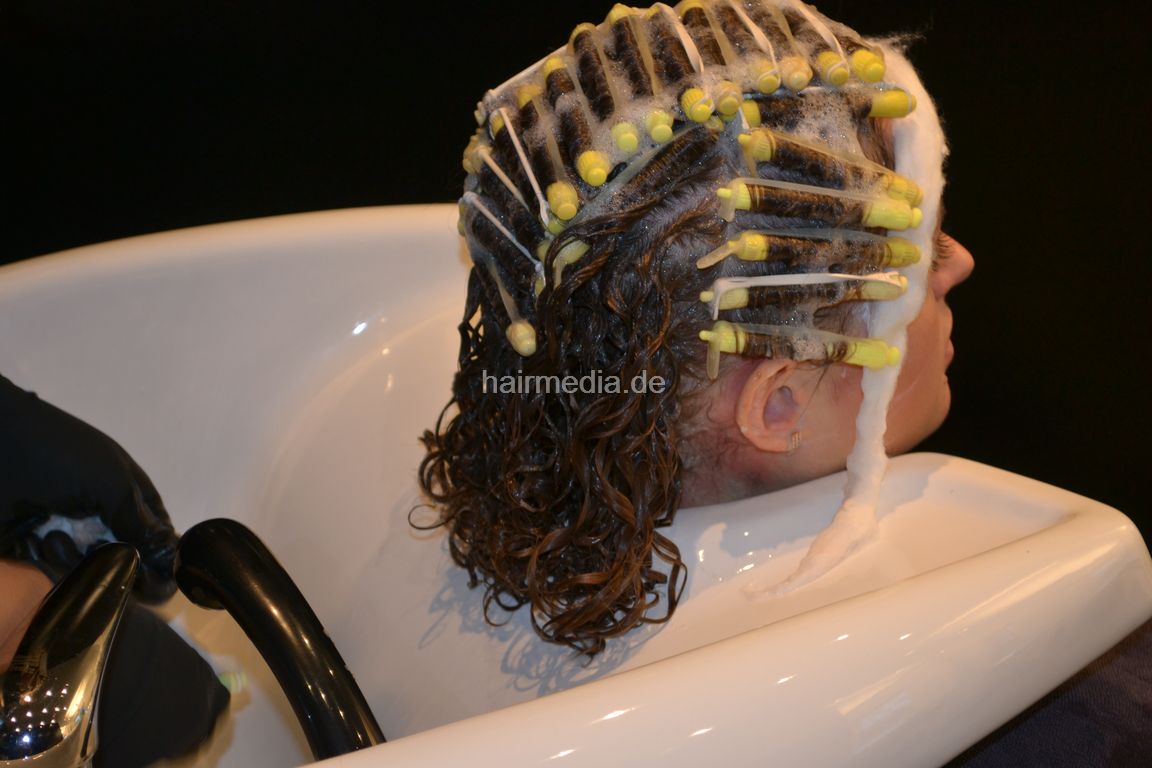 Olga teen first salon backward shampoo and perm