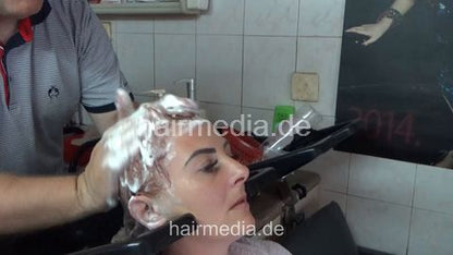 Family Perm Day DanielaP redhead shampoo by barber and perm by barberette