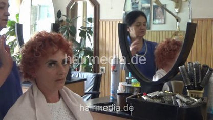 Family Perm Day DanielaP redhead shampoo by barber and perm by barberette
