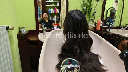 Emilia long hair backward shampoo and blow by barber - maincam