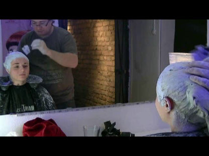 Teen Ardita going blonde - by barber