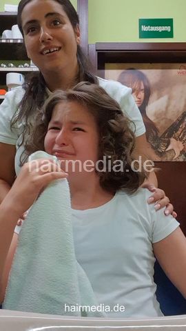 6228 Finja teen 3 by LuisaB shampooing the fresh styled hair forward - frontcam