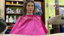 Load image into Gallery viewer, 2303 HannaW 2 frontcam braces smoking teen by salonbarber pampering backward shampooing pushbutton cape