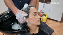 Load image into Gallery viewer, 315 Barberette Hasna again 1 backward shampooing by barber