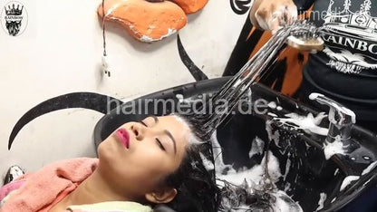 9149 Heavy Shampoo Backward At Salon Of Model A With Makeup
