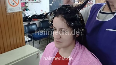 New year girls JelenaP mother shampoo by barber, haircut and wetset by barberette