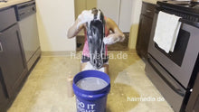 Load image into Gallery viewer, 1187 Jenny vlog 231015 kitchen bucket dunking shampooing self hair wash