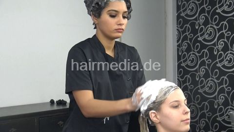 Jessy shampoo by Melody (Melly) with lathered hair - barberettes each other