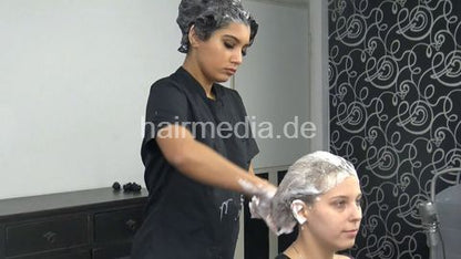 Jessy shampoo by Melody (Melly) with lathered hair - barberettes each other