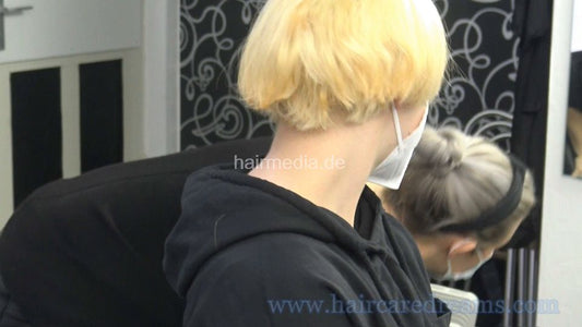 0521 Lara first day short haircut and bleaching