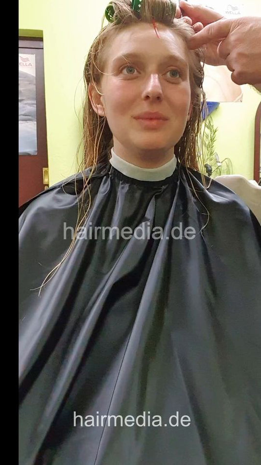 2306 LinaW by salonbarber 2  wetset thick hair smoking in rollers - facecam