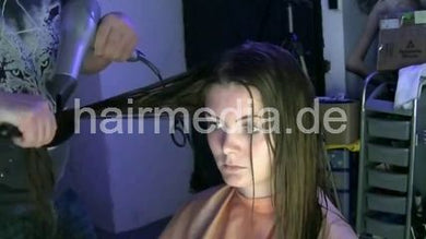 1213 Loredana teen by mature barber orange cape hair ear and face shampooing
