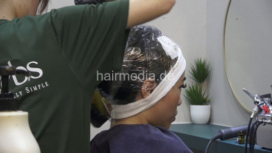 359 Mandy in barberchair shampoo backward, haircare and blow out in towel only