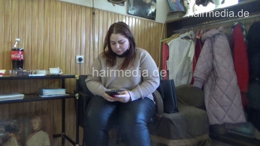 4114 Masha teen going red, hair and face shampoo by barber