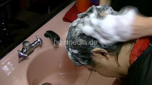 将图片加载到图库查看器，1213 Nasri asian forward shampoo by teen barberette in rollers pink bowl