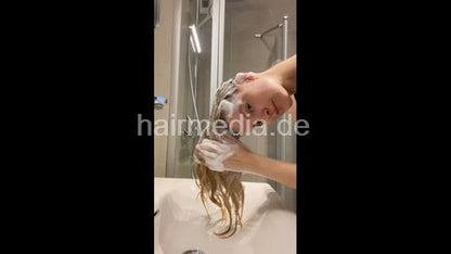 NataLi self hairwash forward and blow out Ukrainian Model