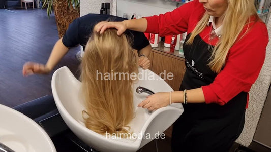 1248 Nataliia XXL blonde hair JMK 02 custom trial salon forward shampoo and blow