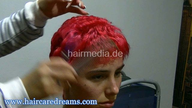 Oliya forced buzzcut by Melody in dyeing apron