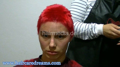 Oliya forced buzzcut by Melody in dyeing apron