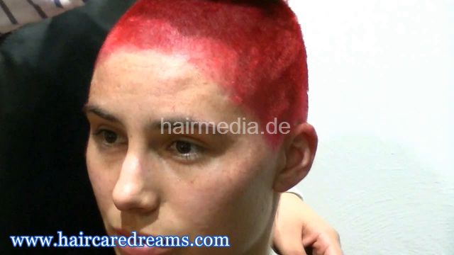 Oliya forced buzzcut by Melody in dyeing apron