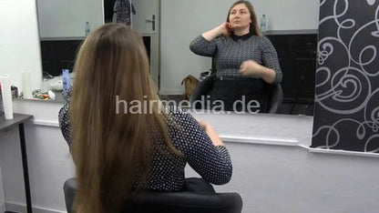 0405 Sali haircut longhair dry cut down by Melody