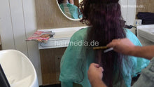 Load image into Gallery viewer, 1238 Tetjana 2 dry haircut long and thick hair in green cape by barber
