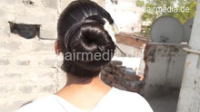 将图片加载到图库查看器，9149 Thick And Long Black Hair Oiling Combing Braid Bun Ponytail Making With Combing
