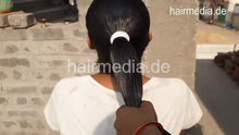 将图片加载到图库查看器，9149 Thick And Long Black Hair Oiling Combing Braid Bun Ponytail Making With Combing