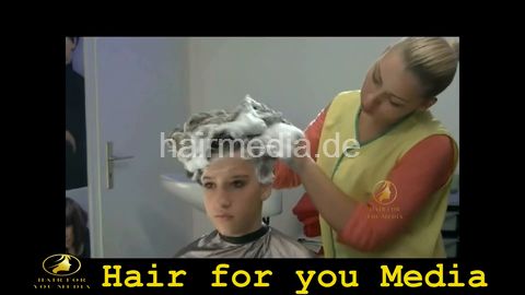 backwards hair and face wash yellow apron