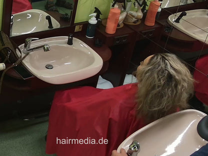 Hafida blonde thick hair backward shampoo mature lady by barber  ceilingcam