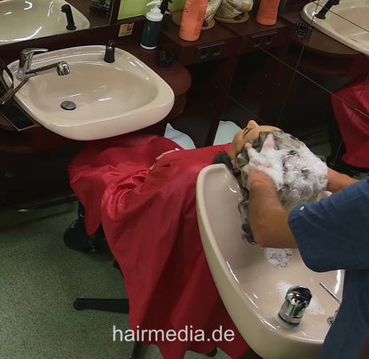 Hafida blonde thick hair backward shampoo mature lady by barber  ceilingcam