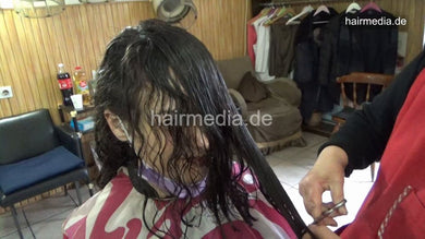 6219 Four girls: AleksandraF shampoo by barber, haircut vintage wetset