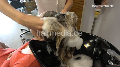 9086 Julija summerdress shampooing thick teen hair by salon barberette backward manner trailer