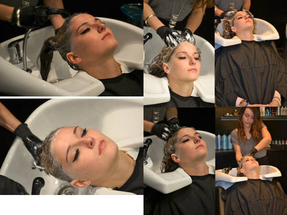 Kamara teen first salon backward shampoo