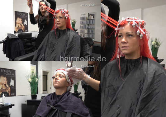 7095 Charline 2 redhead perm on bleached hair