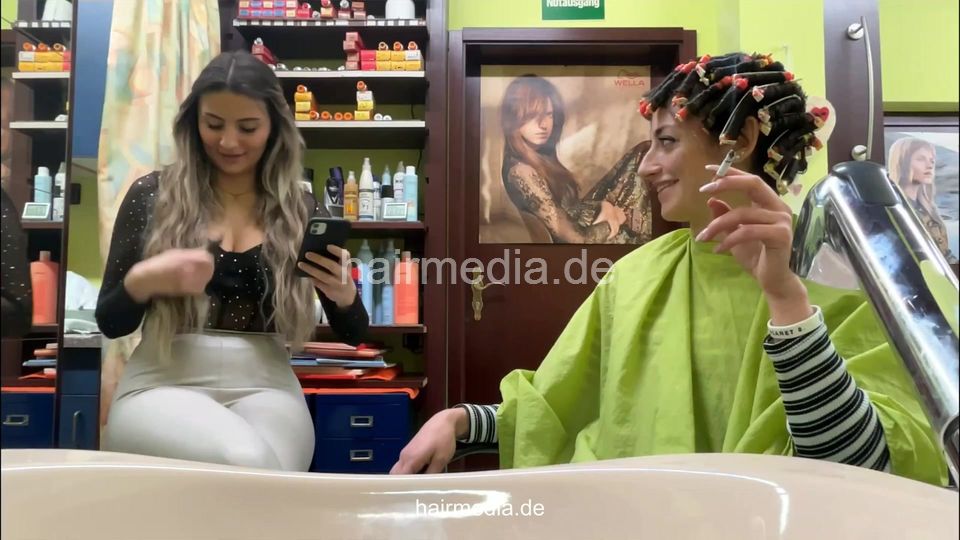6225 Leyla 2 by MichelleH small rod faked perm in leatherpants smoking scene