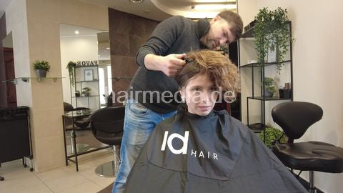 Haircut in Vilnius - thick permed hair by barber
