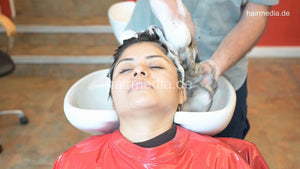 1172 KarlaE long thick hair backward salon shampoo by barber ASMR richlather HQ cam