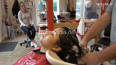 1172 KarlaE long thick hair backward salon shampoo by barber ASMR richlather facecam part 2