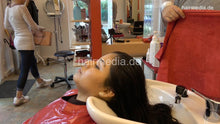 Cargar imagen en el visor de la galería, 1172 KarlaE long thick hair backward salon shampoo by barber ASMR richlather facecam part 2