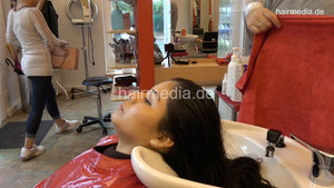 1172 KarlaE long thick hair backward salon shampoo by barber ASMR richlather facecam part 2